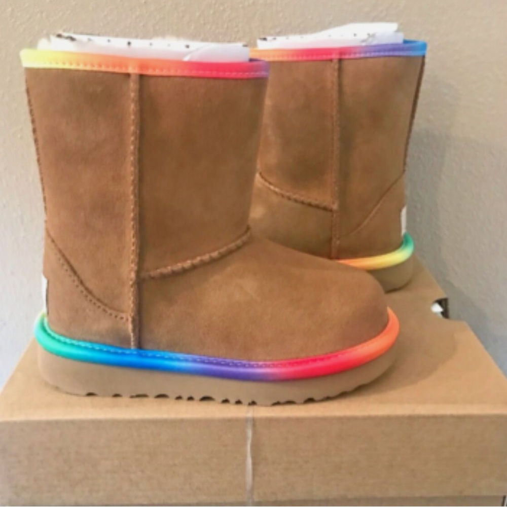 Kids UGG Rainbow Genuine Shearling Lined Boot (Toddler)